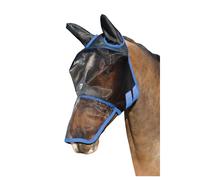 Hy Equestrian Mesh Full Mask with Ears and Nose - Black/Blue - Small Pony