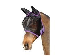 Hy Equestrian Mesh Half Mask with Ears - Black/Cob - Extra Full