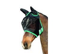 Hy Equestrian Mesh Half Mask with Ears Black/Teal - Extra Full
