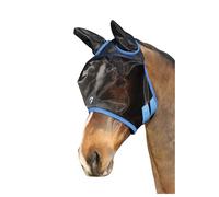 Hy Equestrian Mesh Half Mask with Ears for Horses Black/Navy - Extra Full