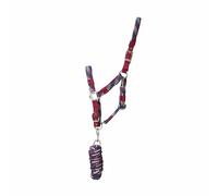 Hy Equestrian Multicolour Adjustable Head Collar with Rope - Pony · Burgundy Teal and Mint