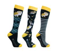 Hy Equestrian Night Owl Socks Navy/Yellow - Adult 4-9