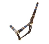 Hy Equestrian Polo Leather Head Collar - Navy/Fossil - Pony