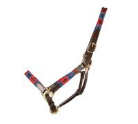 Hy Equestrian Polo Leather Head Collar - Navy/Red - Full
