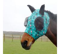 HY EQUESTRIAN Stretch Boot & Bit Print Fly Mask, Teal/Black (Full)