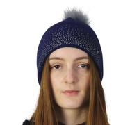 Hy Equestrian Synergy Diamante Bobble Hat Navy - One Size