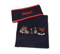 Hy Equestrian Thelwell Collection Practice Makes Perfect Fleece Headband and Scarf Set Navy/Red - One Size