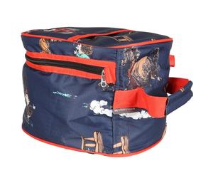 HY EQUESTRIAN Thelwell Collection Practice Makes Perfect Hat Bag, Navy/Red, One Size