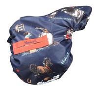 HY EQUESTRIAN Thelwell Collection Practice Makes Perfect Saddle Cover, Navy/Red, One Size