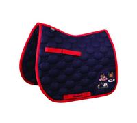 HY EQUESTRIAN Thelwell Collection Practice Makes Perfect Saddle Pad, Navy/Red (Shetland)