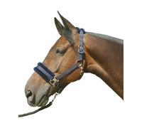 Hy Faux Fur Padded Head Collar with Lead Rope - Navy - Full