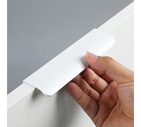 HY HUIJUN 4 Pack Furniture Recessed Concealed Handles, Cabinet Handle Drawer Pulls,Finger Edge Pull,Aluminium Hardware Bright White