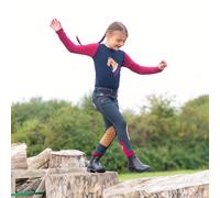 Little Rider Riding Star Collection Denim Jodhpurs for Kids Navy/Burgundy - 3-4 Years Old
