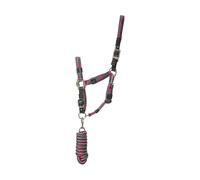 Hy Multicolour Adjustable Head Collar with Lead Rope - Grey/Pink/Mint - Pony