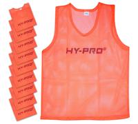 Hy-Pro Training Bibs, Pack of 10, Large Size, Orange Mesh, Sports Practice Vests, Lightweight, Breathable, Football Rugby Sports Bibs, Training Equipment