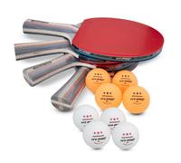 Hy-Pro Table Tennis Set with Bats - Complete Ping Pong Set with 3 Star Table Tennis Balls and 4 Multi-ply Bats - Ideal Ping Pong Bat Kit with Portable Paddle Carry Case for Home or Outdoor Play
