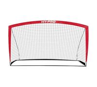 Hy-Pro 9ft x 5ft Flexi Football Goal, Portable Football Goal with Carry Bag for Indoor Outdoor Kids Adults, Red & Black