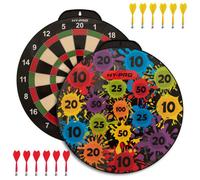 Hy-Pro Double Sided Magnetic Dart Board for Kids - Classic and Paint Splatter Designs, 12 Safe Magnetic Darts, 4 Games in 1, 18-Inch, Indoor & Outdoor Dart Game, Portable and Durable for Ages 3+