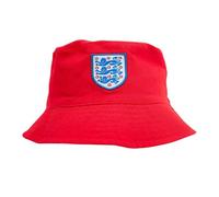 Hy-Pro Officially Licensed England FA Bucket Hat - Reversible, Red, Classic Style, Double Sided with Solid or Print, Three Lions Crest, Festival, Holiday, Sun Hat, Unisex, Adult