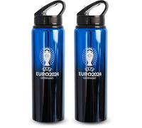 Hy-Pro Euro 2024 750ml Aluminium Bottle, Officially Licensed, Stadium Design, Integrated Folding Straw, Lightweight, 0,75L, Leakproof, Water Bottle, Reusable (Pack of 2)