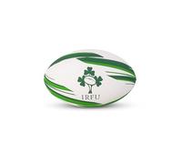 Hy-Pro Ireland Rugby Ball Officially Licensed - Durable Synthetic Rubber, Green & White - Licensed Size 5 Rugby Ball with Pebbled Surface, Latex Bladder, IRFU