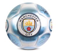 Hy-Pro Officially Licensed Classic Signature Football | Metallic, Size 5, Man City, Training, Match, Merchandise, Collectible For Kids and Adults, Blue / White