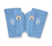 Hy-Pro Officially Licensed Manchester City F.C. Shin Pad With Sock Sleeve, Junior - Shin Guard, Breathable, Lightweight, Durable, Protective Gear, Man City, Merchandise, Great Football Gift Idea