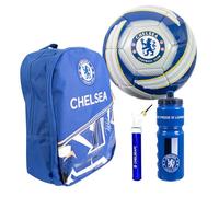 Hy-Pro Officially Licensed Chelsea FC Football Set - Size 5 Ball, Storm Backpack, Pump & 750ml Bottle, Complete Football Gifts for Boys & Girls with Official Club Branding - Blue