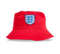 Hy-Pro Officially Licensed England FA Bucket Hat - Reversible, Red, Classic Style, Double Sided with Solid or Print, Three Lions Crest, Festival, Holiday, Sun Hat, Unisex, Adult