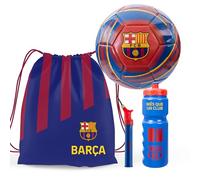 Hy-Pro Officially Licensed FC Barcelona Football Set - Size 5 Ball, Drawstring Backpack, Pump & 750ml Bottle, Complete Football Gifts for Boys & Girls with Official Club Branding - Red & Blue