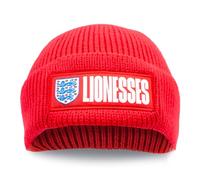 Hy-Pro Officially Licensed Lioness Beanie Hat - Warm & Comfortable Winter Beanie Hats for Football Supporters - Cosy Red Hat with Team Logo