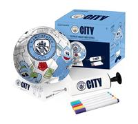 Hy-Pro Officially Licensed Manchester City F.C. Colour in Football with 5 Colouring Pens, Stand & Pump, Manchester City Gifts, Football Toys, Football Gifts for Boys and Girls 3+