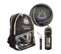 Hy-Pro Officially Licensed Newcastle United Football Set - Size 5 Ball, Storm Backpack, Pump & 750ml Bottle, Complete Football Gifts for Boys & Girls with Official Club Branding - Black