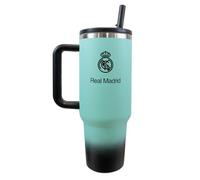 Hy-Pro Officially Licensed Real Madrid 40oz Thermal Flask - 1.13L, Water Bottle with Integrated Straw & Handle, Double-Wall Insulated Travel Mug, Stainless Steel, BPA Free, Great Football Gift Idea