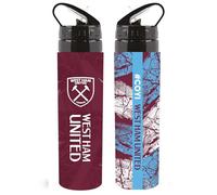 Hy-Pro Officially Licensed West Ham United F.C. Aluminium Bottle - 750ml, Integrated Folding Straw, Leakproof, Lightweight, Great Football Gift Idea