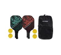 Hy-Pro Pickleball Paddles Set with 4 Fibreglass Rackets, Balls and Case