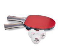 Hy-Pro Table Tennis Bat & Ball Set with 2 x Bats, 3 x Balls & Carry Case Black/Red