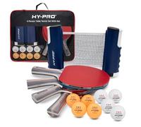 Hy-Pro Table Tennis Set - 2 or 4 Person Portable Ping Pong Set with Retractable Table Tennis Net, Bats, Balls & Carry Case, Quick Setup, Up to 170 cm Extendable Net, Indoor & Outdoor, Travel Ready