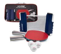 Hy-Pro Table Tennis Set - 2 Person Portable Ping Pong Set with Retractable Table Tennis Net, 2 Bats, 3 Balls & Carry Case, Quick Setup, Up to 170 cm Extendable Net, Indoor & Outdoor, Travel Ready