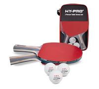 Hy-Pro Table Tennis Set with Bats - Complete Ping Pong Set with 3 Star Table Tennis Balls and 2 Multi-ply Bats - Ideal Ping Pong Bat Kit with Portable Paddle Carry Case for Home or Outdoor Play