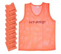 Hy-Pro Training Bibs, Pack of 10, Large Size, Orange Mesh, Sports Practice Vests, Lightweight, Breathable, Football Rugby Sports Bibs, Training Equipment
