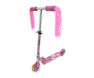 Hy-Pro Zinc Two Wheeled Folding Light Up Explorer Scooter - Unicorn with Tassels in Pink Hy-pro Pink