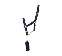 Hy Rose Gold Head Collar and Lead Rope - Navy/Rose Gold - Pony