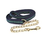 Hy Soft Webbing Lead Rein with Chain - Navy/Green - 2m