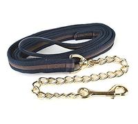 Hy Soft Webbing Lead Rein with Chain - Navy/Grey - 2m