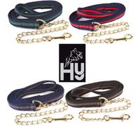 Hy Soft Webbing Lead Rein with Chain - Navy/Red - 2m