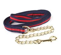 Hy Soft Webbing Lead Rein with Chain - Navy/Red - 2m