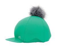 Hy Sport Active Lycra Hat Silk with Removable Pom Pom - Hy Equestrian - Emerald Green