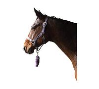 Hy Tartan Head Collar with Lead Rope - Pink/Navy/Kingfisher Blue - Full