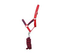 Hy Equestrian Tractors Rock Head Collar and Lead Rope Navy/Red - Pony